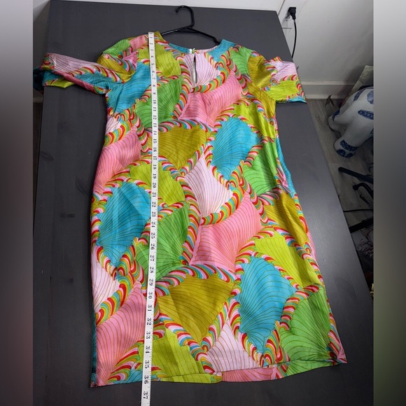 Vilagallo Multicolor Asbstract Print Silk Dress - Picture 7 of 8